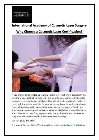 Become Certified in Cosmetic Lasers to Advance Your Career Now