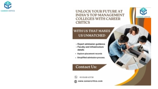 Unlock Your Future at India’s Top Management Colleges with Career Critics