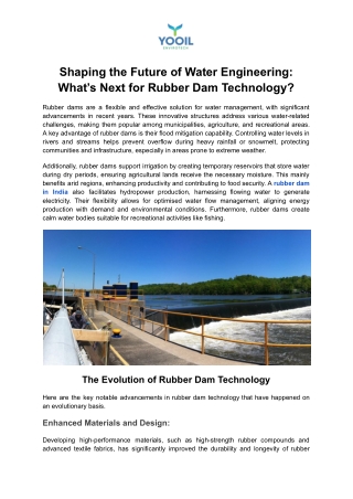 Innovative Rubber Dam Solutions in India | YOOIL Envirotech