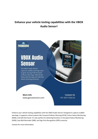 Enhance your vehicle testing capabilities with the VBOX Audio Sensor