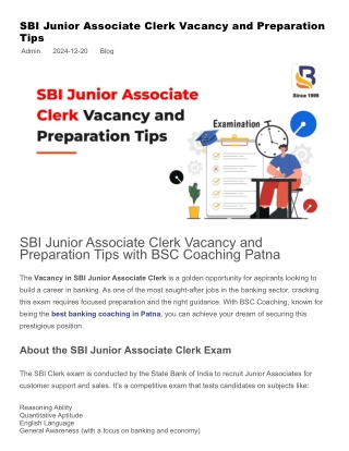 SBI Junior Associate Clerk Vacancy and Preparation Tips