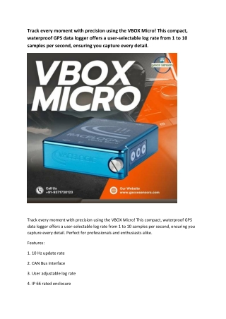 Track every moment with precision using the VBOX Micro!
