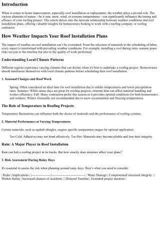 How Weather Impacts Your Roof Installation Plans