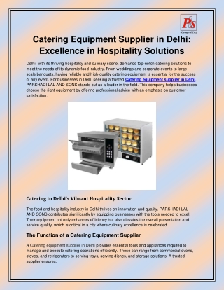 Catering equipment supplier in Delhi