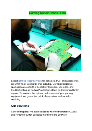 Gaming Repair Shops Dubai