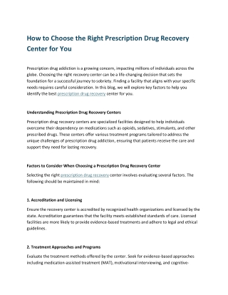 How to Choose the Right Prescription Drug Recovery Center for You