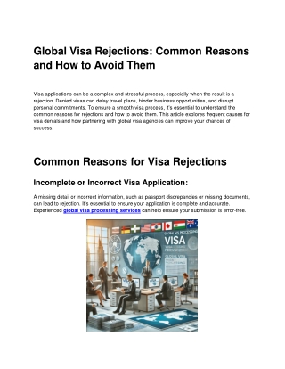 Global Visa Rejections Common Reasons and How to Avoid Them
