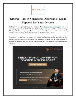 Divorce Law in Singapore - Affordable Legal Support for Your Divorce