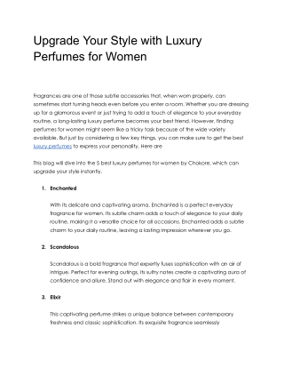 Upgrade Your Style with Luxury Perfumes for Women