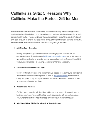 Cufflinks as Gifts_ 5 Reasons Why Cufflinks Make the Perfect Gift for Men