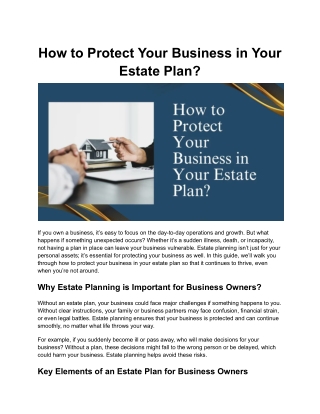 How to Protect Your Business in Your Estate Plan?