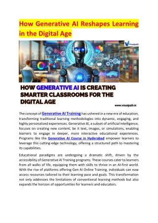 Generative AI Training | Generative AI Course in Hyderabad