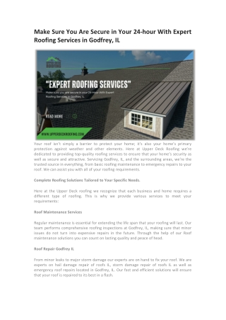 Make Sure You Are Secure in Your 24-hour With Expert Roofing Services in Godfrey, IL