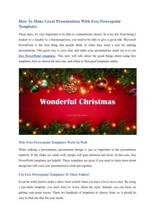 How To Make Great Presentations With Free Powerpoint Templates