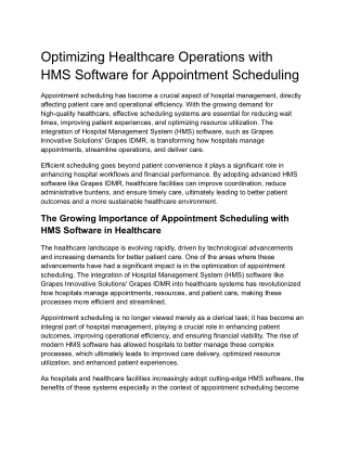 Optimizing Healthcare Operations with HMS Software for Appointment Scheduling