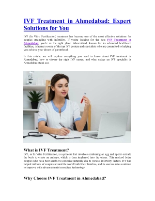 IVF Treatment in Ahmedabad_Expert Solutions for You