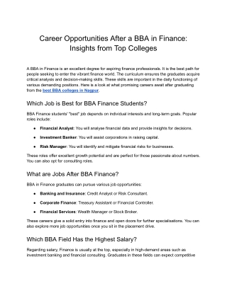 SCMS Nag- Career Opportunities After a BBA in Finance_ Insights from Top Colleges