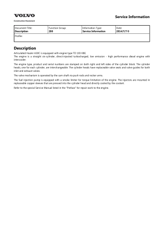 Volvo BM A30C BMA30C Articulated Dump Truck Service Repair Manual Instant Download