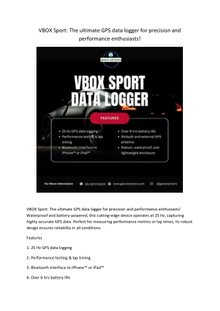 VBOX Sport The ultimate GPS data logger for precision and performance enthusiasts