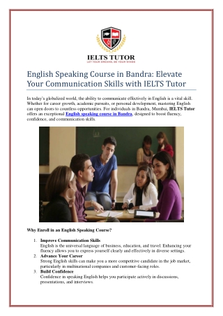 English Speaking Course in Bandra: Elevate Your Communication Skills with IELTS