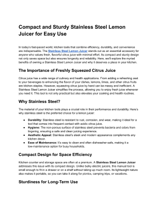 Compact and Sturdy Stainless Steel Lemon Juicer for Easy Use