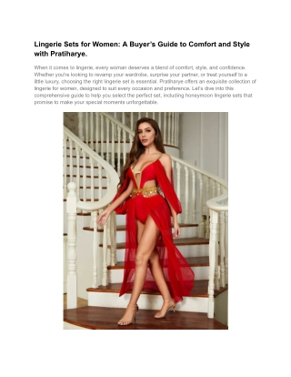Lingerie Sets for Women_ A Buyer’s Guide to Comfort and Style with Pratiharye.