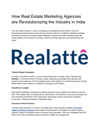 Realatte: Top Real Estate Digital Marketing Company for 2024