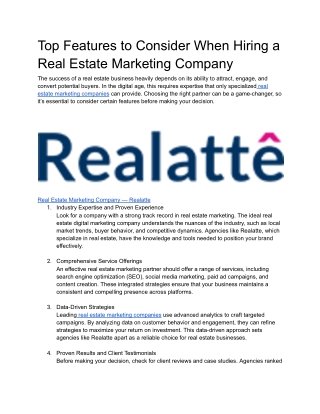Leading Real Estate Marketing Companies for 2024 | Realatte