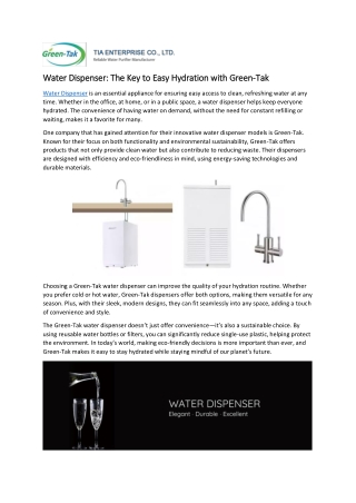 Water Dispenser: The Key to Easy Hydration with Green-Tak