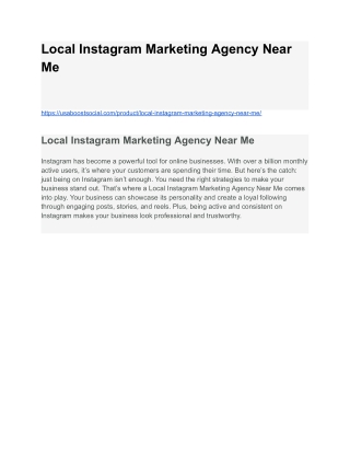 Local Instagram Marketing Agency Near Me  Online – 100% Secure Accounts