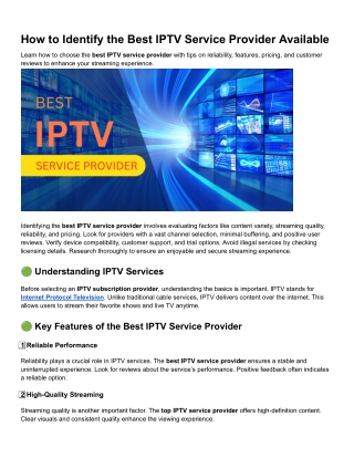 How to Identify the Best IPTV Service Provider Available