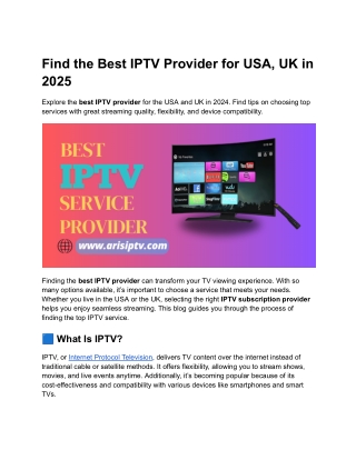 Find the Best IPTV Service Provider for USA, UK in 2024