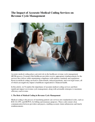 The Impact of Accurate Medical Coding Services on Revenue Cycle Management