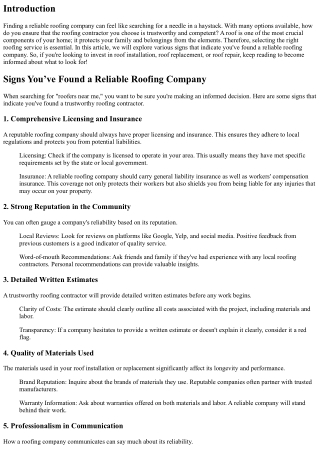 “Signs You’ve Found a Reliable Roofing Company”