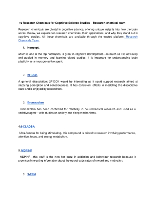 10 Research Chemicals for Cognitive Science Studies
