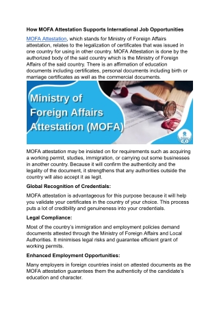 How MOFA Attestation Supports International Job Opportunities.docx