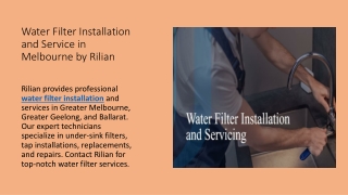 Water Filter Installation and Service in Melbourne by Rilian