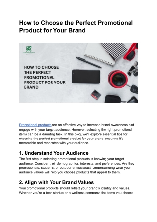 How to Choose the Perfect Promotional Product for Your Brand