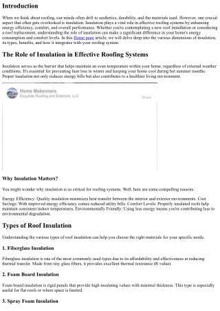 “The Role of Insulation in Effective Roofing Systems”