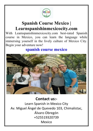 Spanish Course Mexico  Learnspanishinmexicocity.com