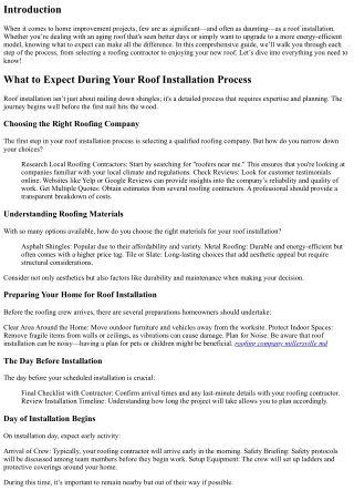 What to Expect During Your Roof Installation Process
