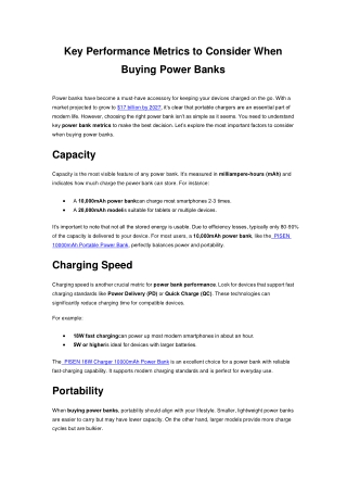 Key Performance Metrics to Consider When Buying Power Banks