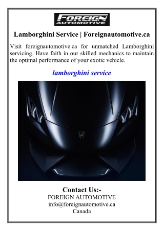 Lamborghini Service | Foreignautomotive.ca