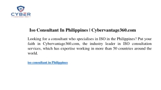 Iso Consultant In Philippines Cybervantage360.com