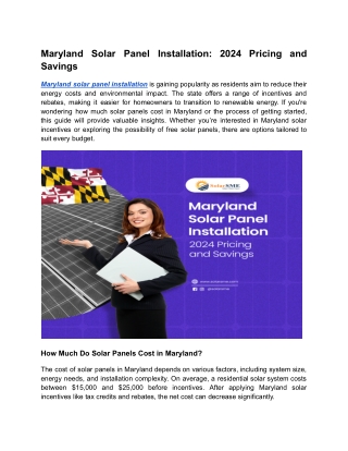 Maryland Solar Panel Installation