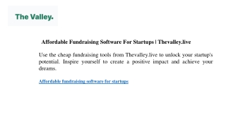 Affordable Fundraising Software For Startups Thevalley.live