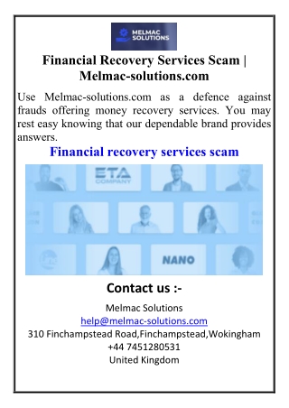 Financial Recovery Services Scam  Melmac-solutions.com