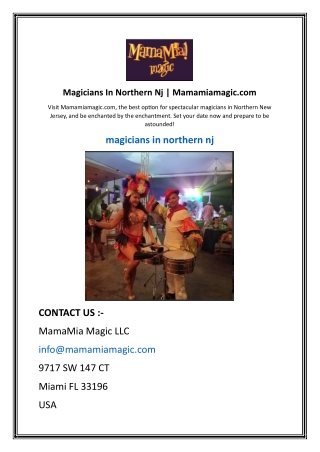 Magicians In Northern Nj  Mamamiamagic