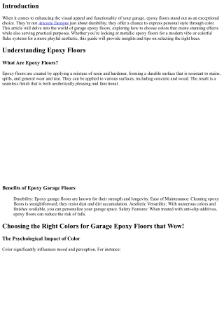 Choosing the Right Colors for Garage Epoxy Floors that Wow!