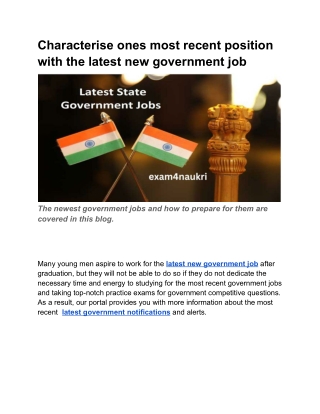 Characterise ones most recent position with the latest new government job